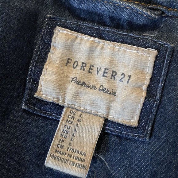 Forever 21 Denim Jean Jacket with Knit Sweater Arms - Picture 8 of 9